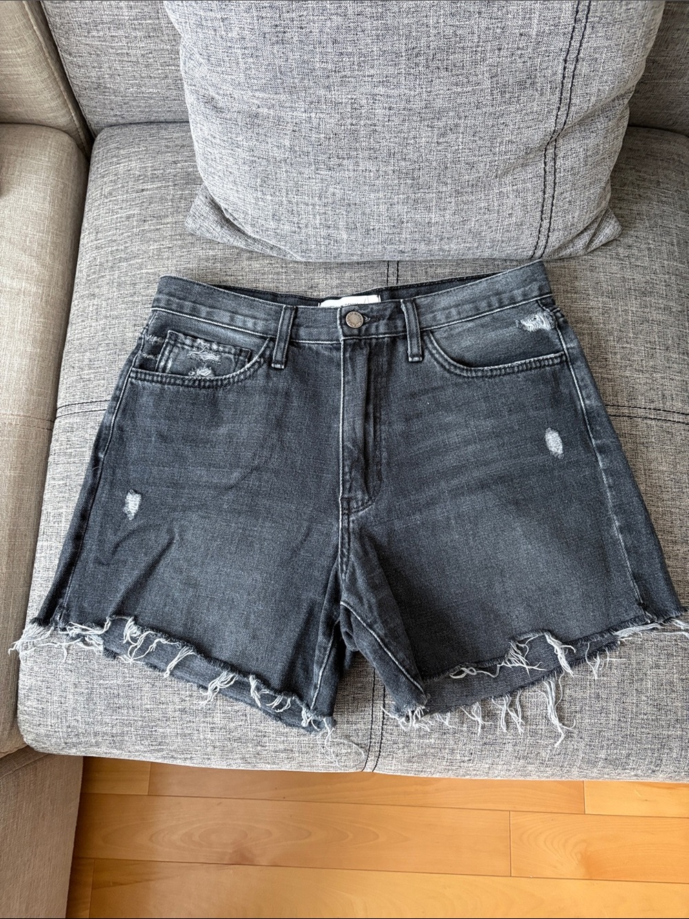 Just Black Washed Black Distressed Denim Shorts